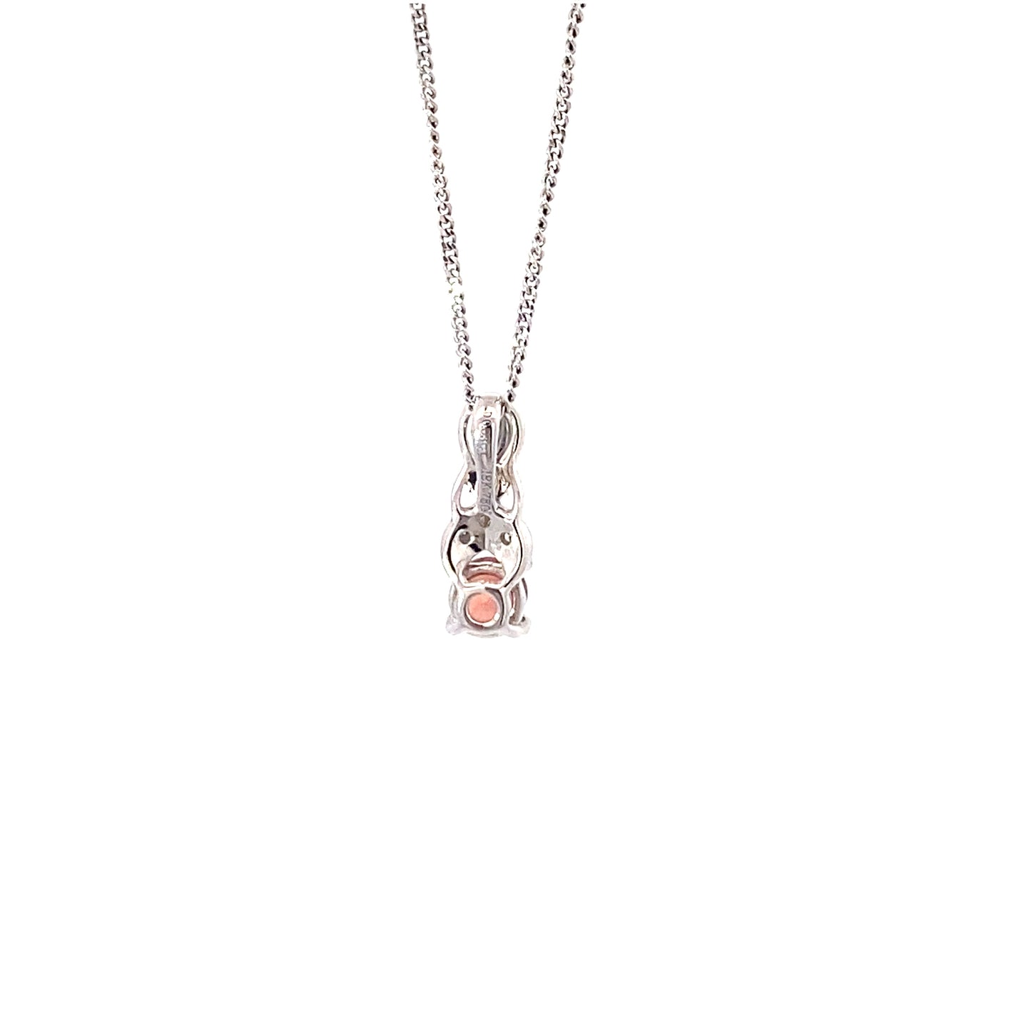 18K White Gold Orange Sapphire with Diamond Pendant