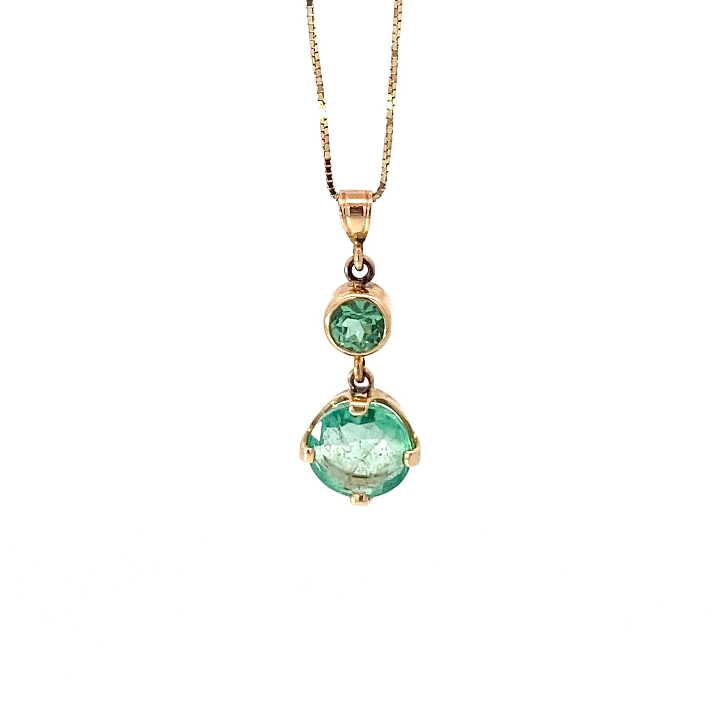 14K Yellow Gold Tsavorite and Emerald Pendant