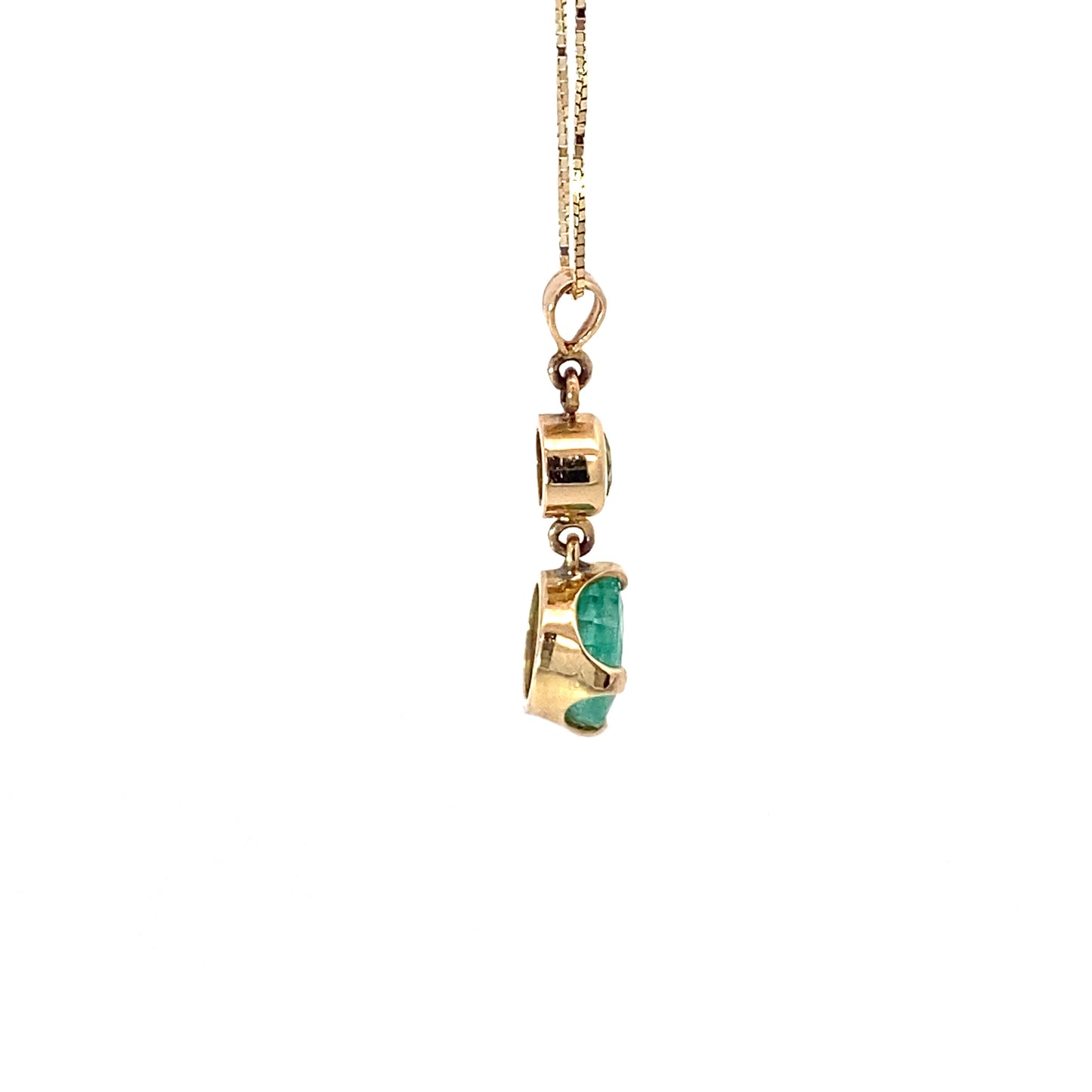 14K Yellow Gold Tsavorite and Emerald Pendant