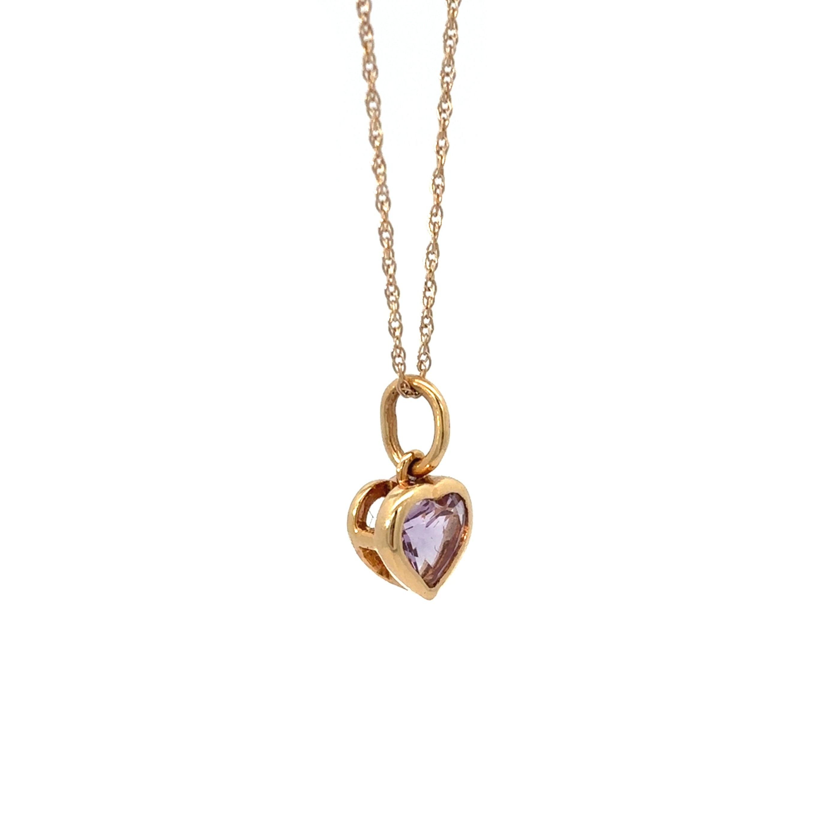 10K Yellow Gold Amethyst Heart Pendant