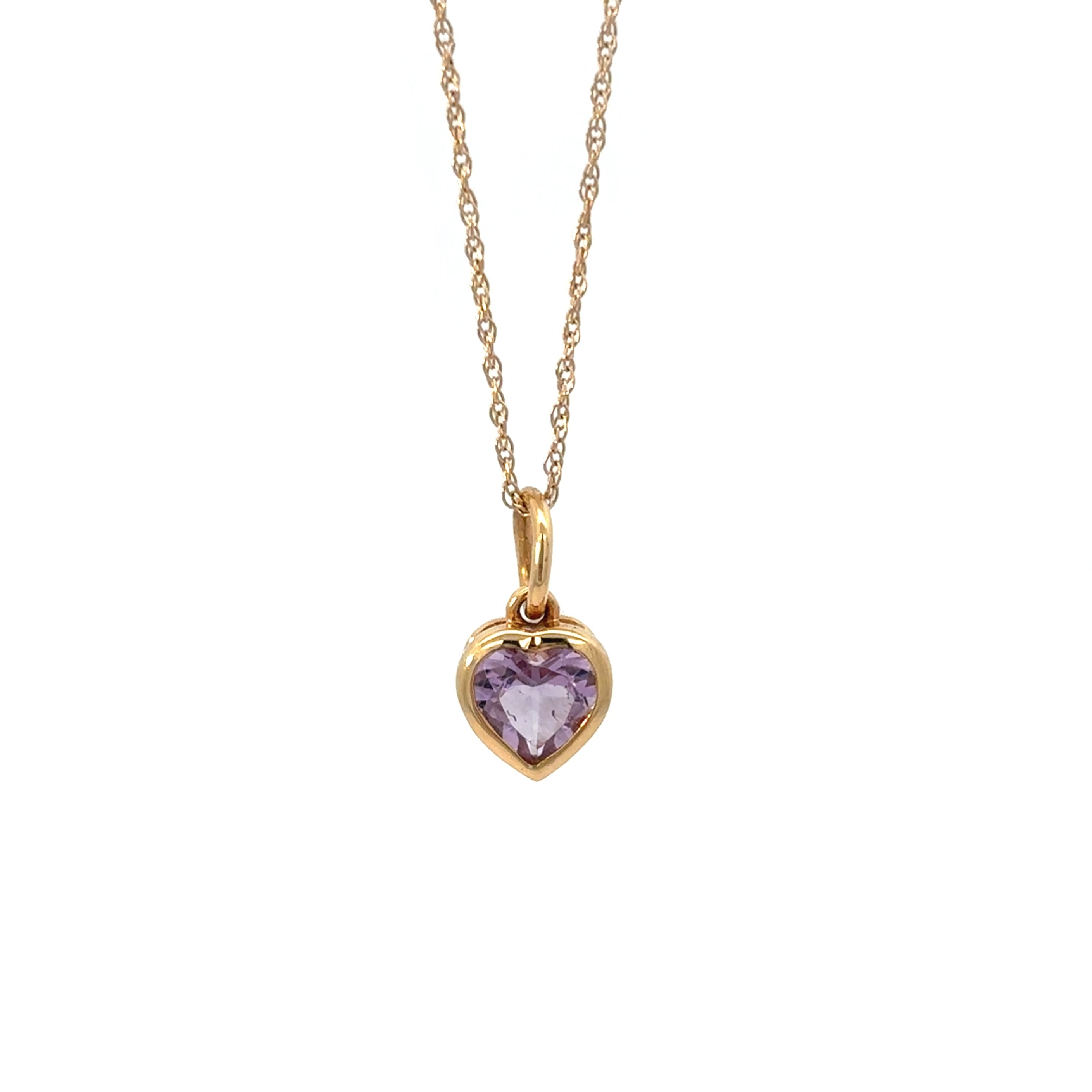 10K Yellow Gold Amethyst Heart Pendant