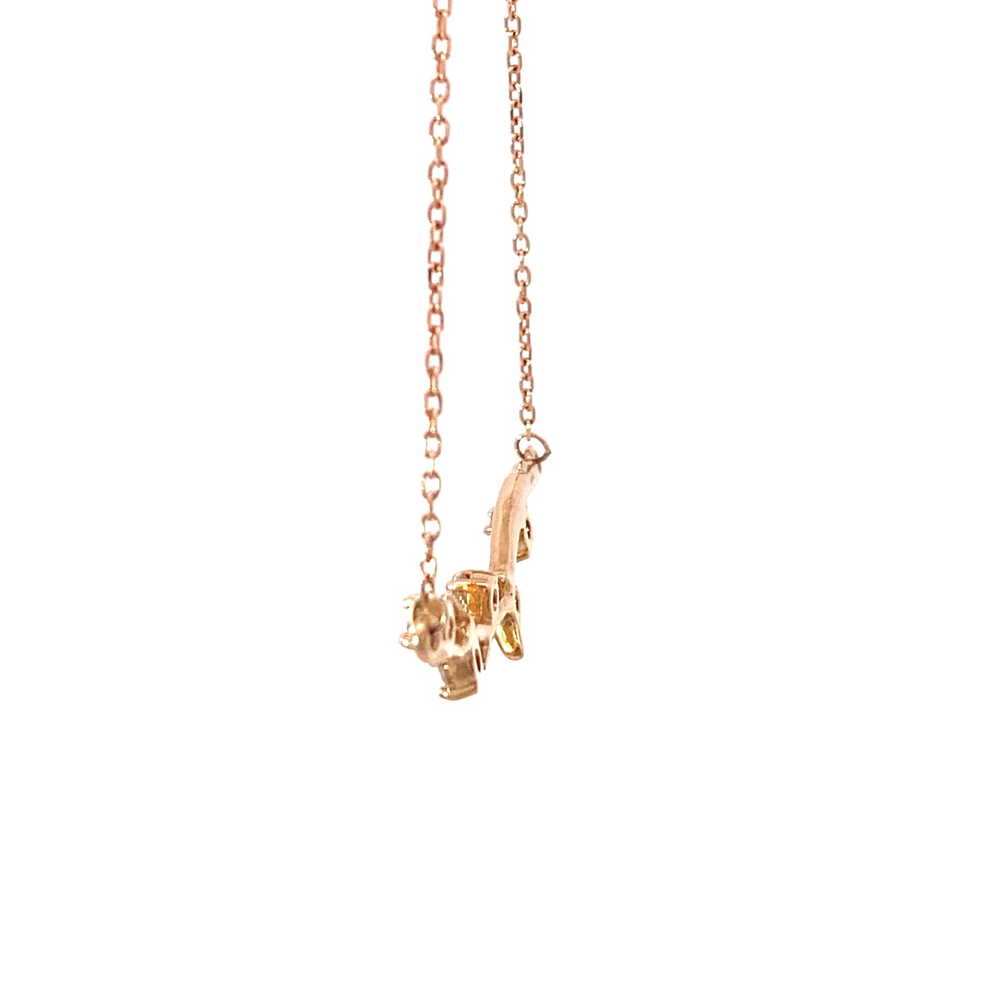 14K Rose Gold Branch Bar Diamond Pendant