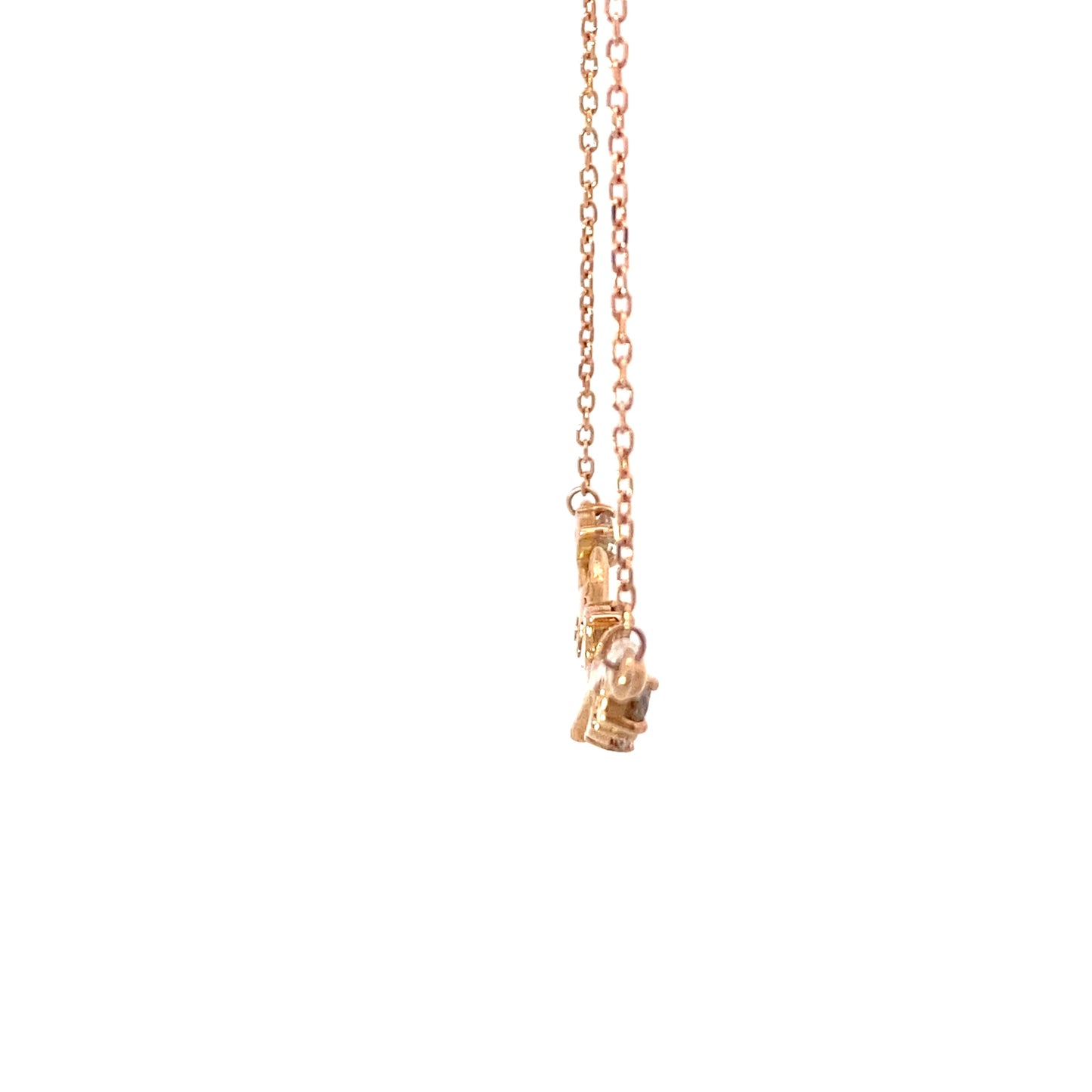 14K Rose Gold Branch Bar Diamond Pendant