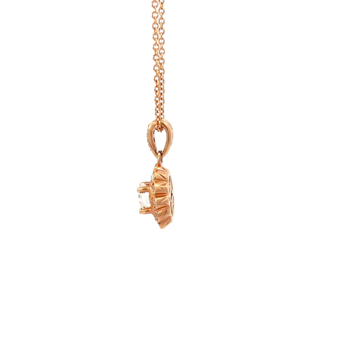 18K Rose Gold Flower and Diamond Pendant