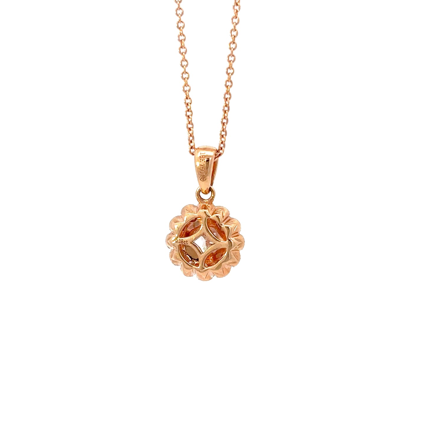 18K Rose Gold Flower and Diamond Pendant