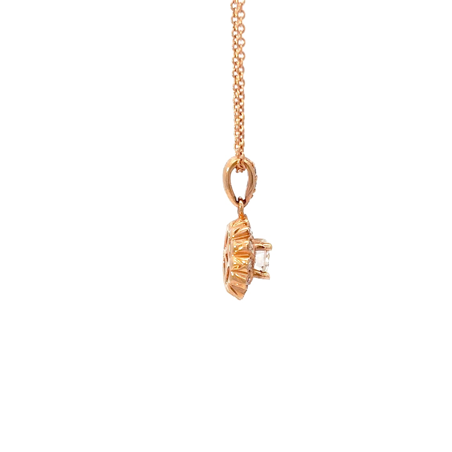 18K Rose Gold Flower and Diamond Pendant