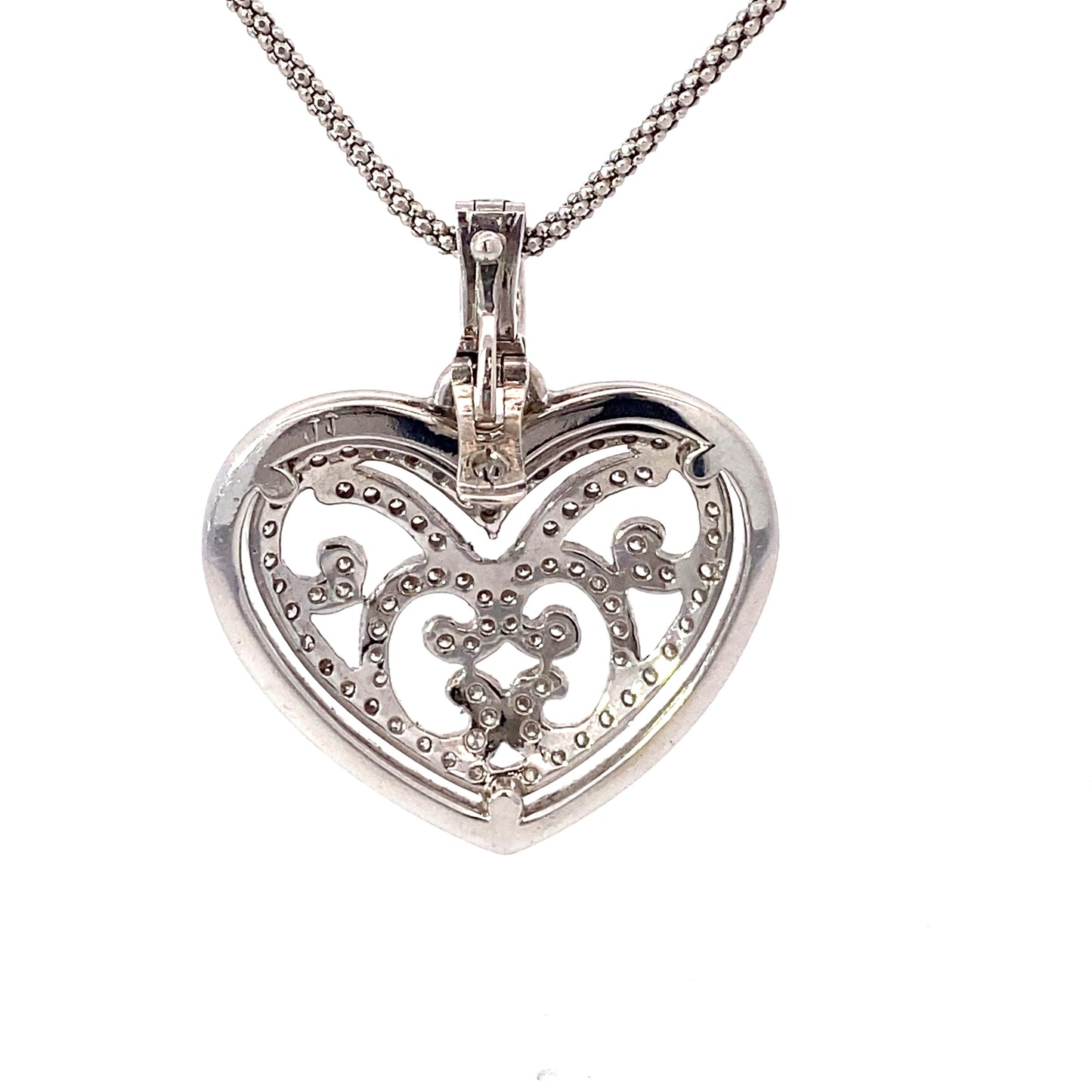 18K White Gold Diamond Heart Pave Pendant