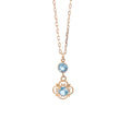 14K Yellow Gold Swiss Blue Topaz Flower Pendant