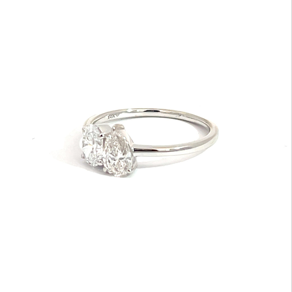 14K White Gold Two Stone Ring