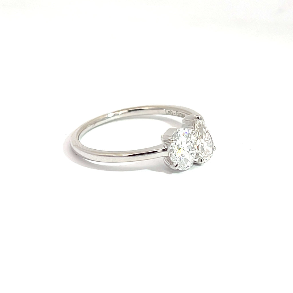 14K White Gold Two Stone Ring