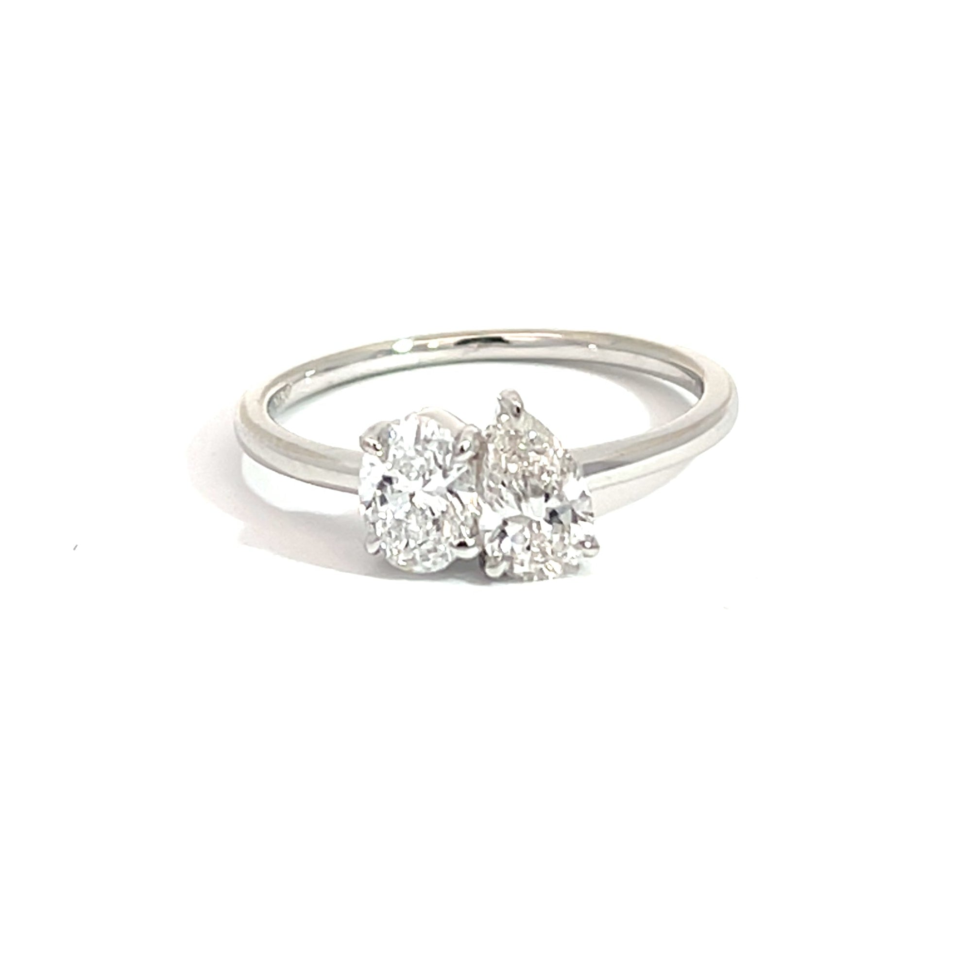 14K White Gold Two Stone Ring