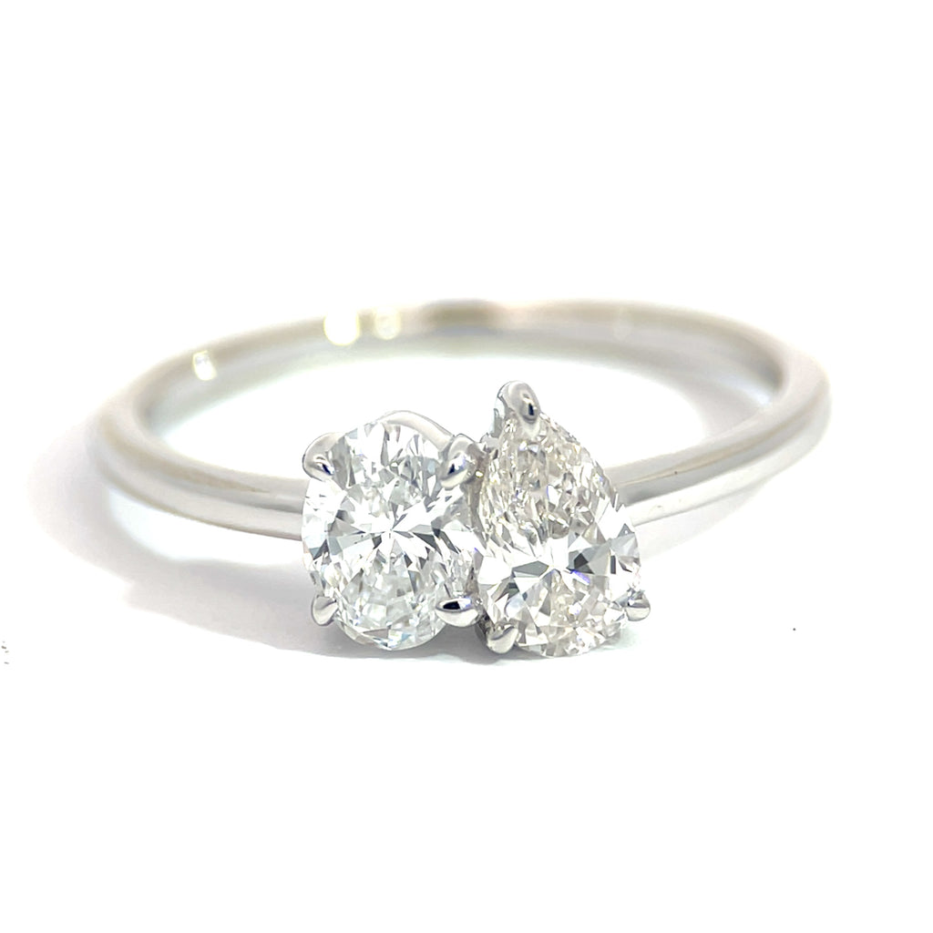14K White Gold Two Stone Ring