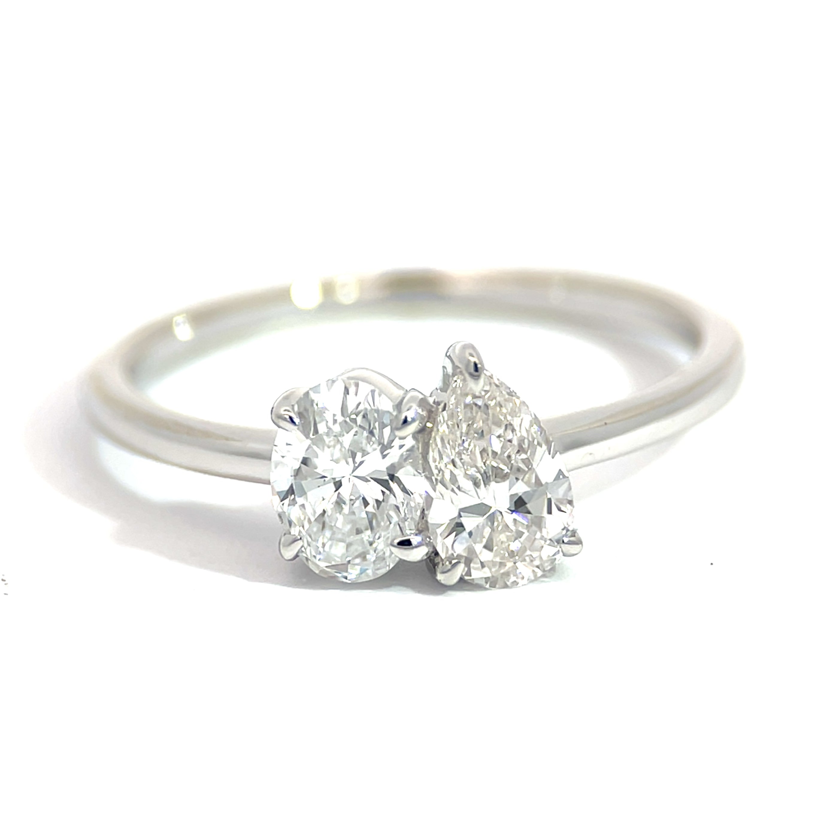 14K White Gold Two Stone Ring