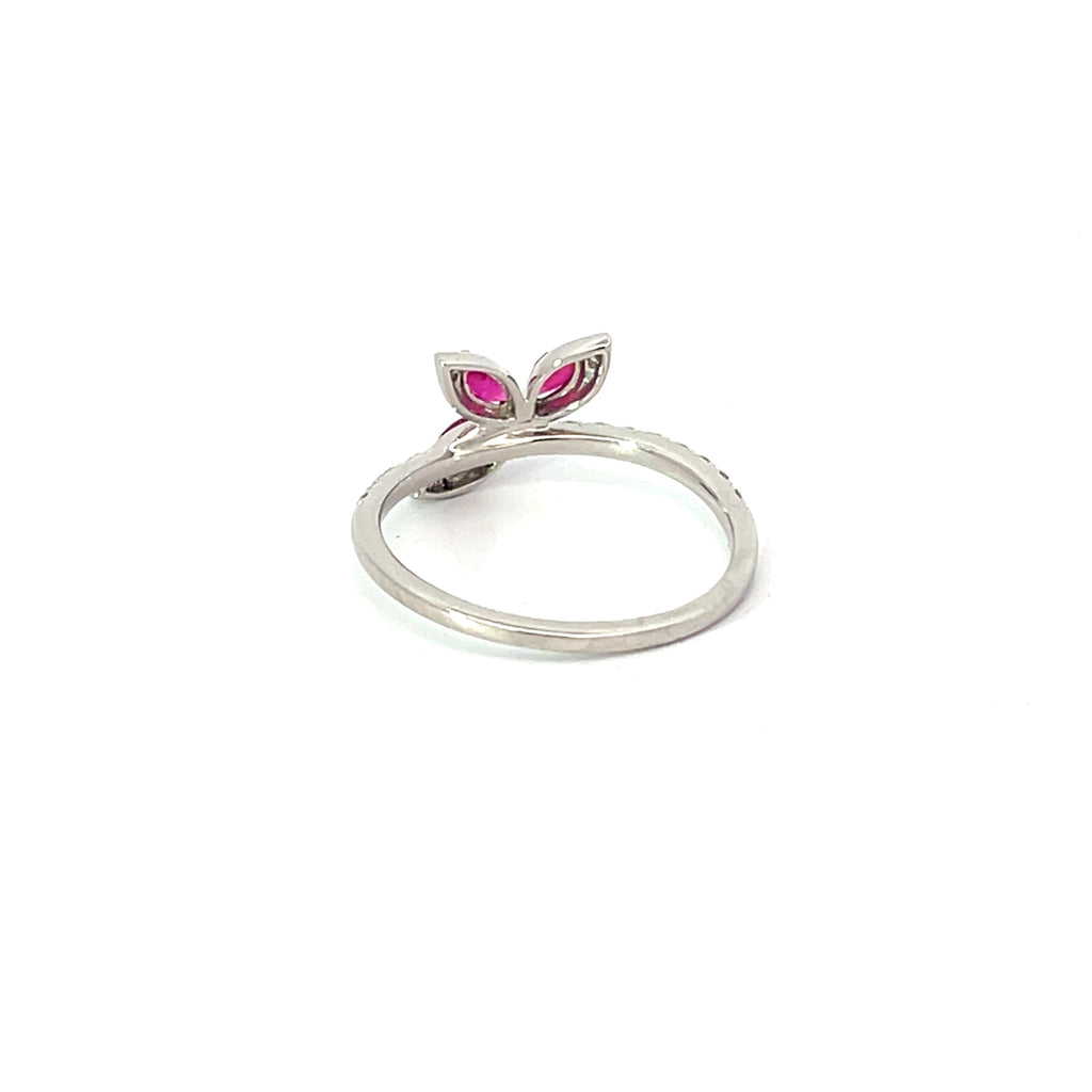 14K White Gold 3 Stone Ruby Ring