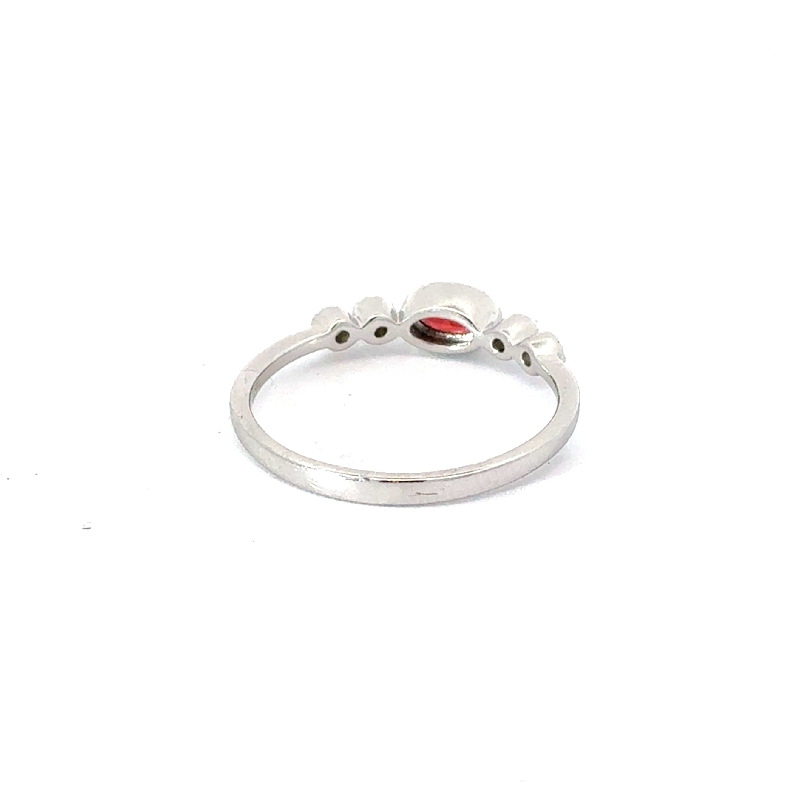 10K White Gold Garnet Center