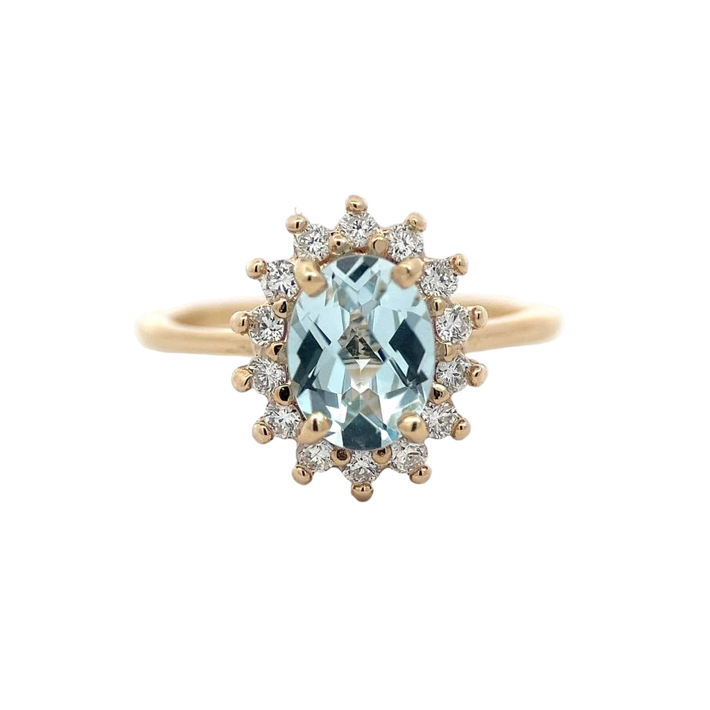 14K Yellow Gold Aquamarine Statement Ring
