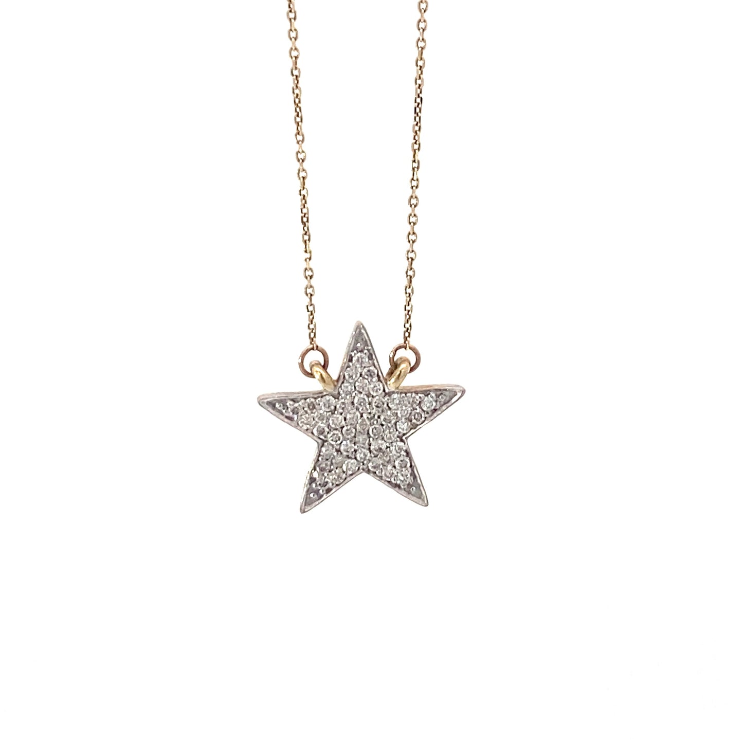 14K Yellow Gold and Diamond Star Pendant