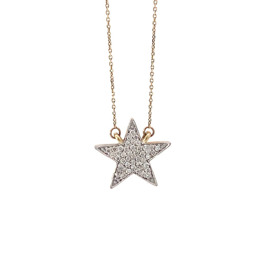 14K Yellow Gold and Diamond Star Pendant