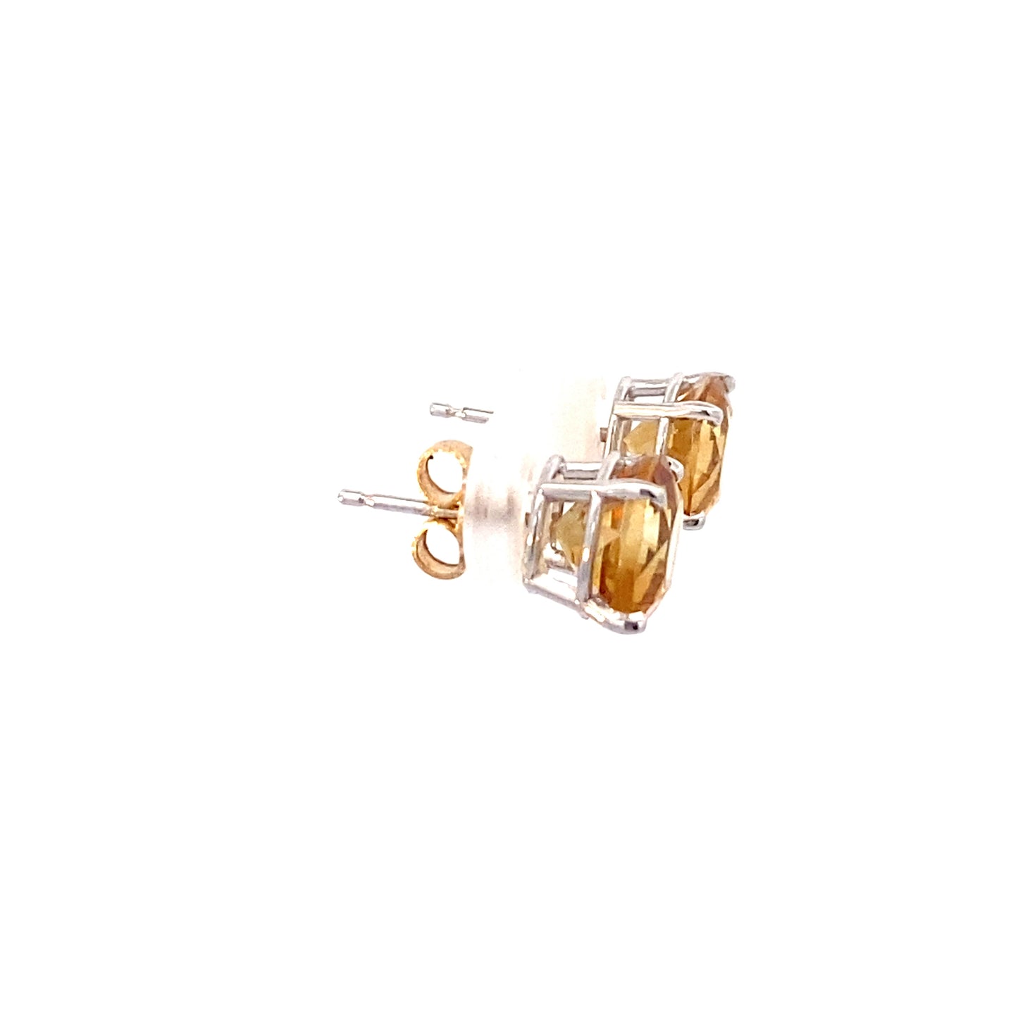 14K White Gold Citrine Round Studs