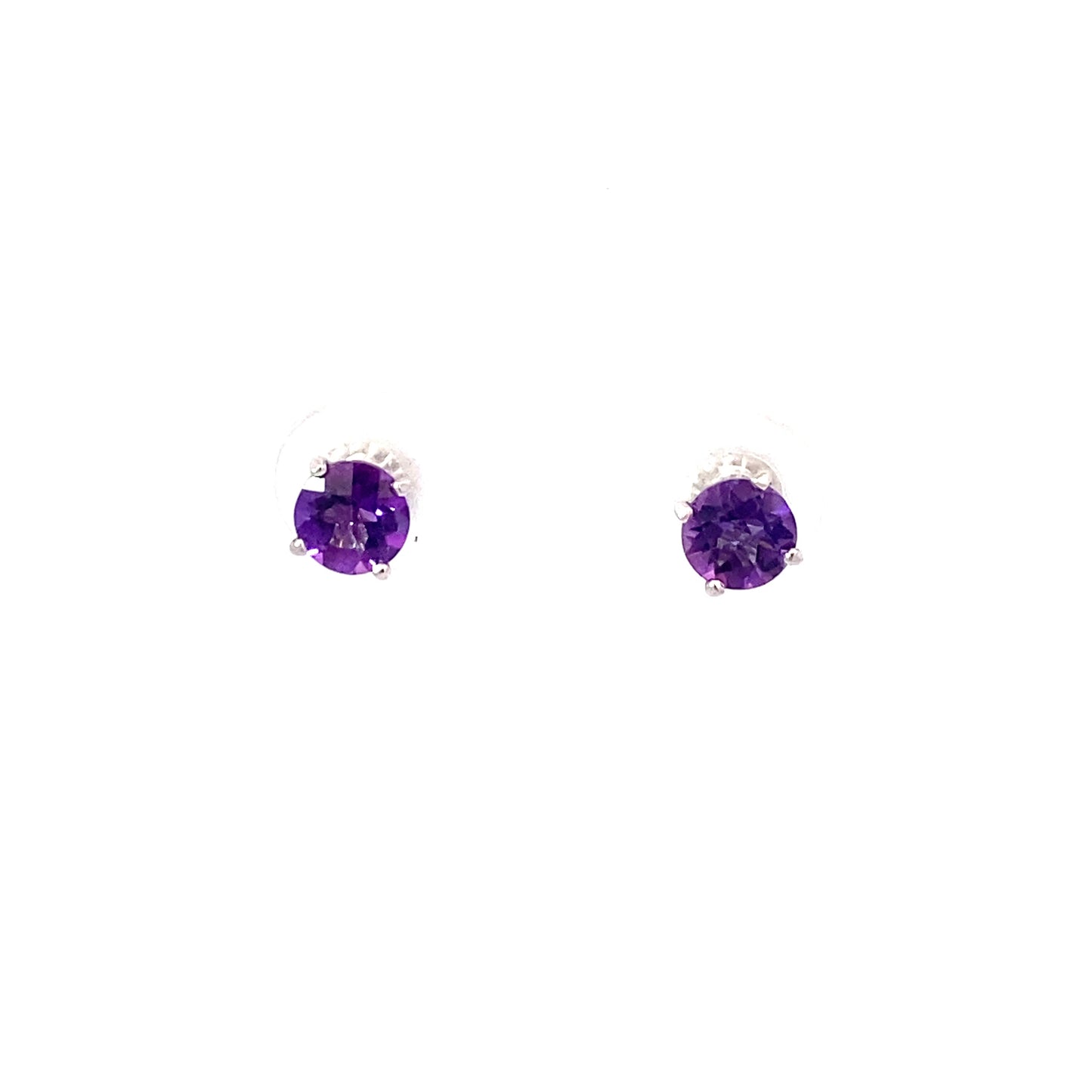 14K White Gold Amethyst Studs