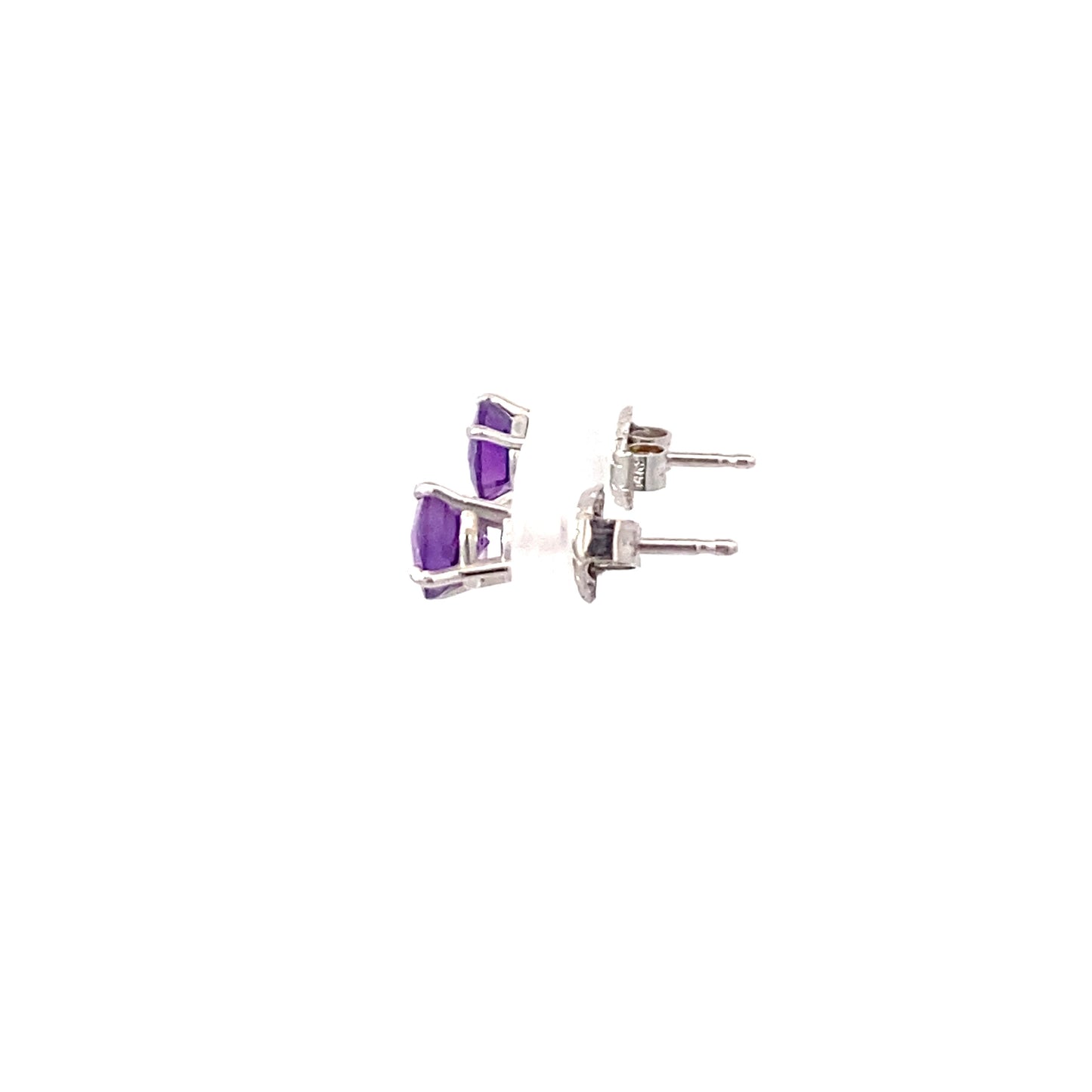 14K White Gold Amethyst Studs