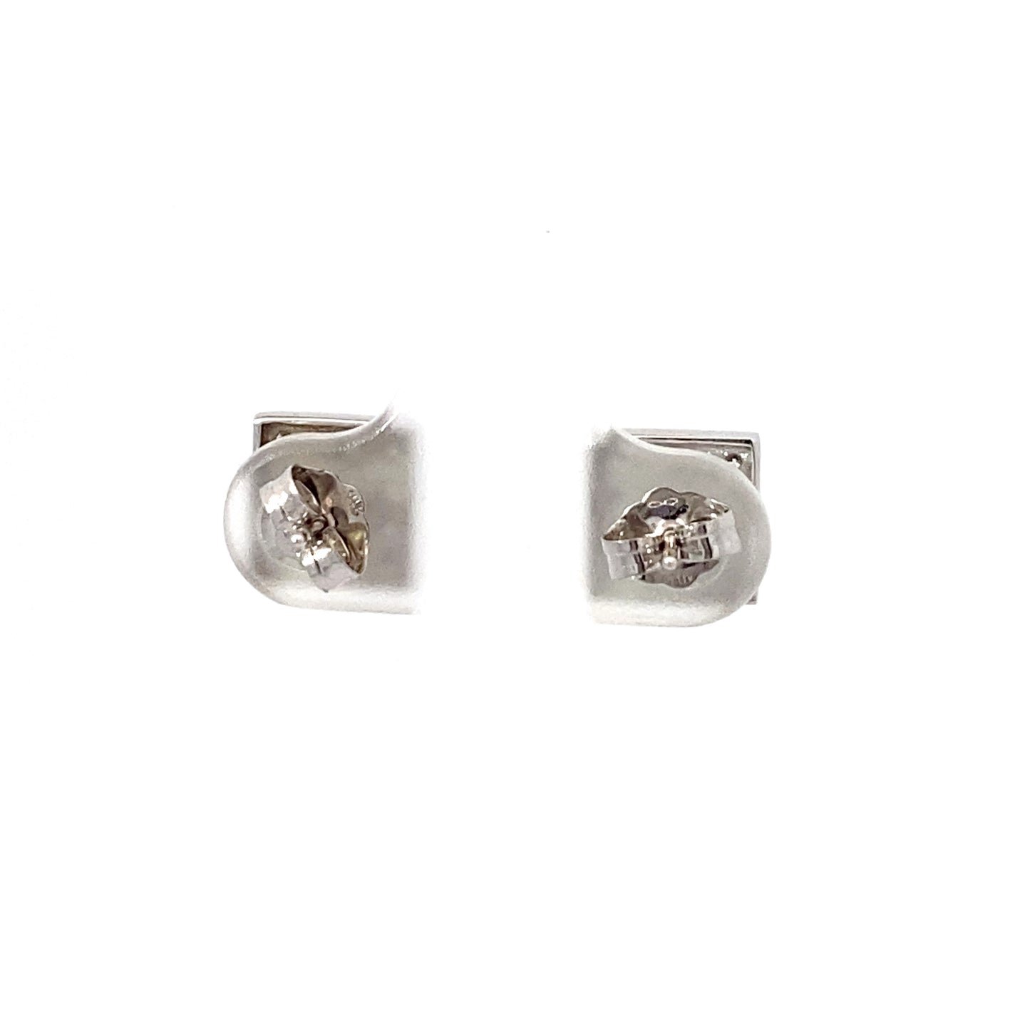 14K White Gold Square Studs with Diamonds