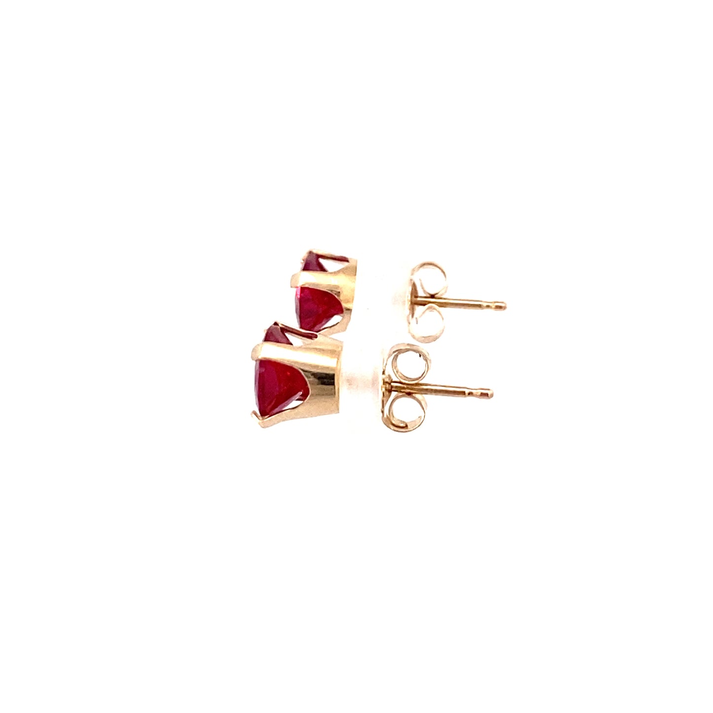 14K Yellow Gold Imitation Round Ruby Studs