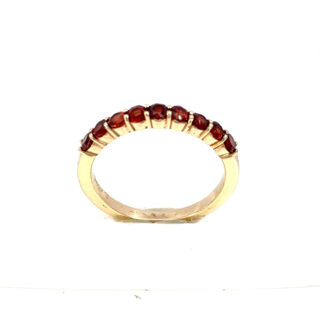 14K Yellow Gold Garnet Half Eternity Band