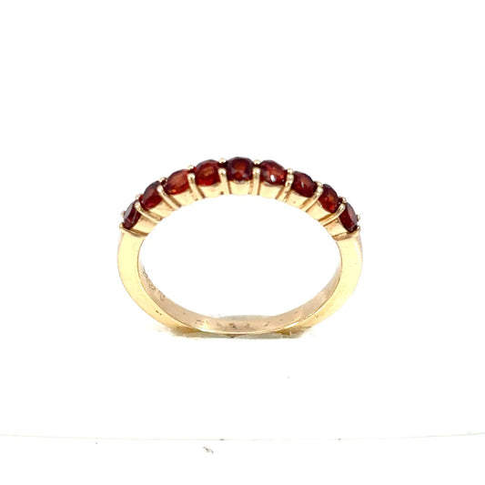 14K Yellow Gold Garnet Half Eternity Band