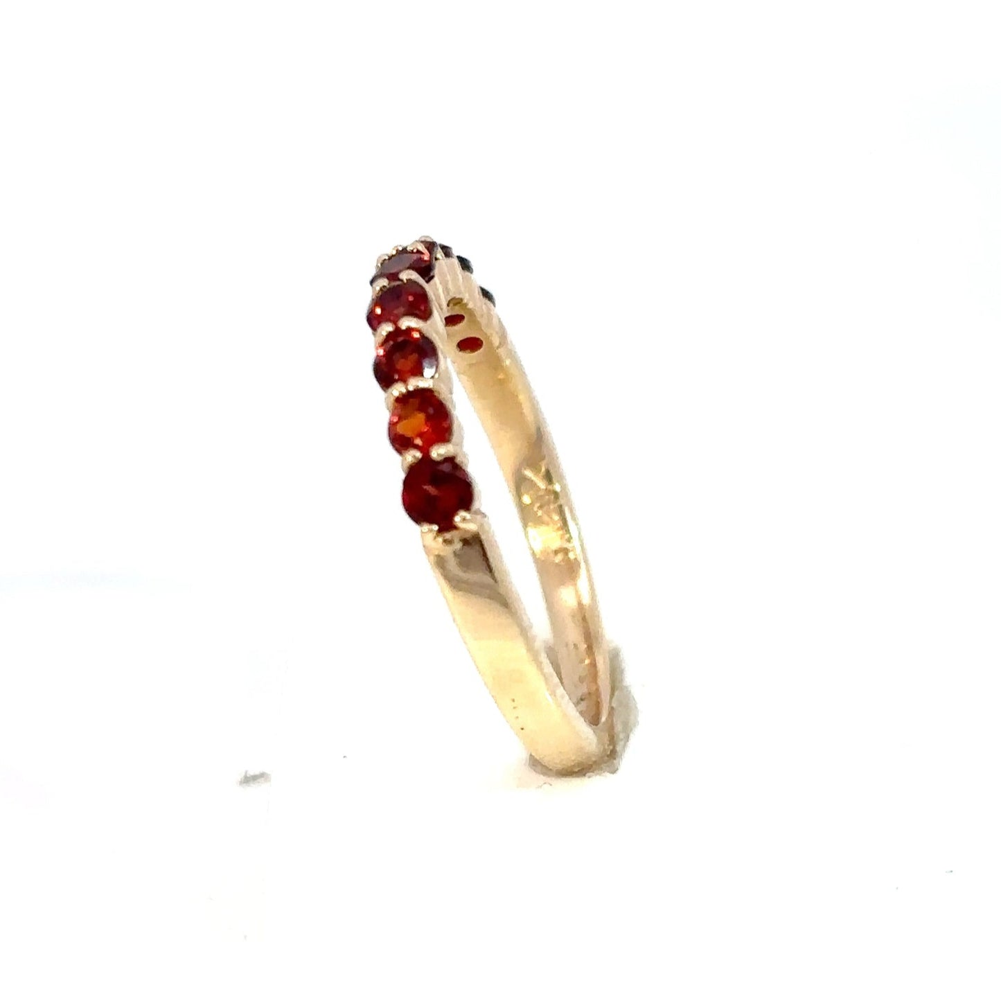 14K Yellow Gold Garnet Half Eternity Band