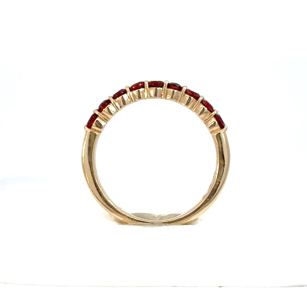 14K Yellow Gold Garnet Half Eternity Band