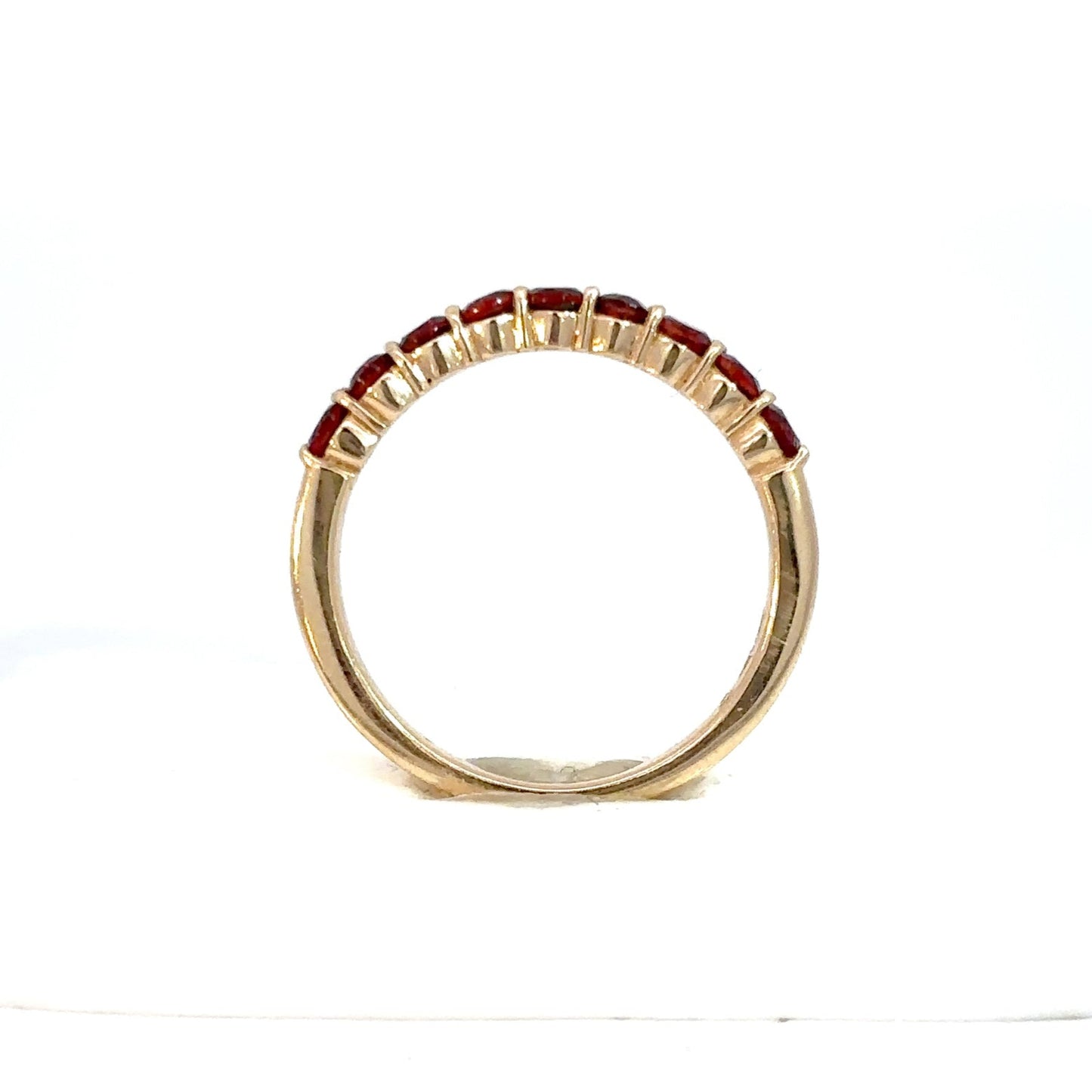 14K Yellow Gold Garnet Half Eternity Band