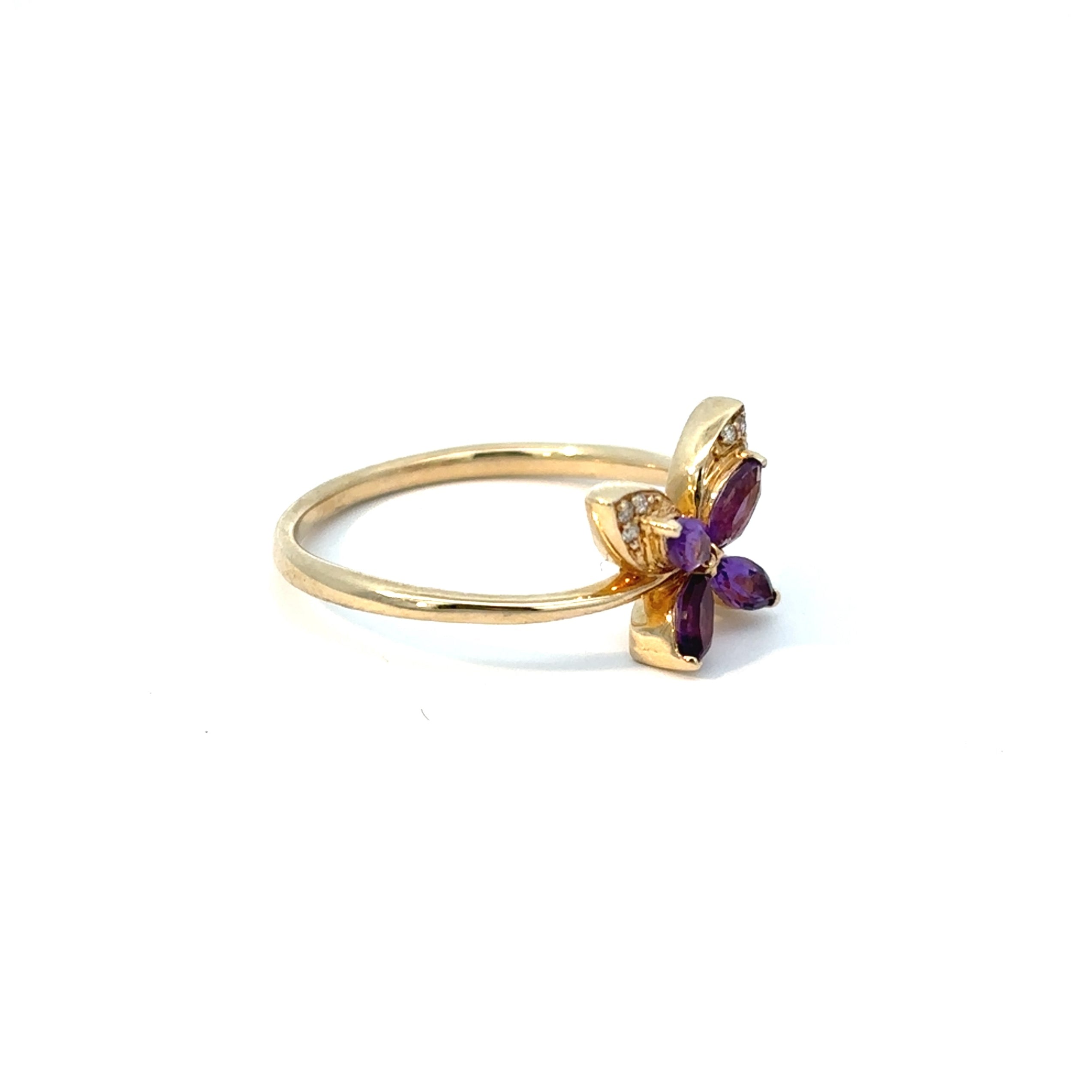 10K Yellow Gold Amethyst Butterfly Ring