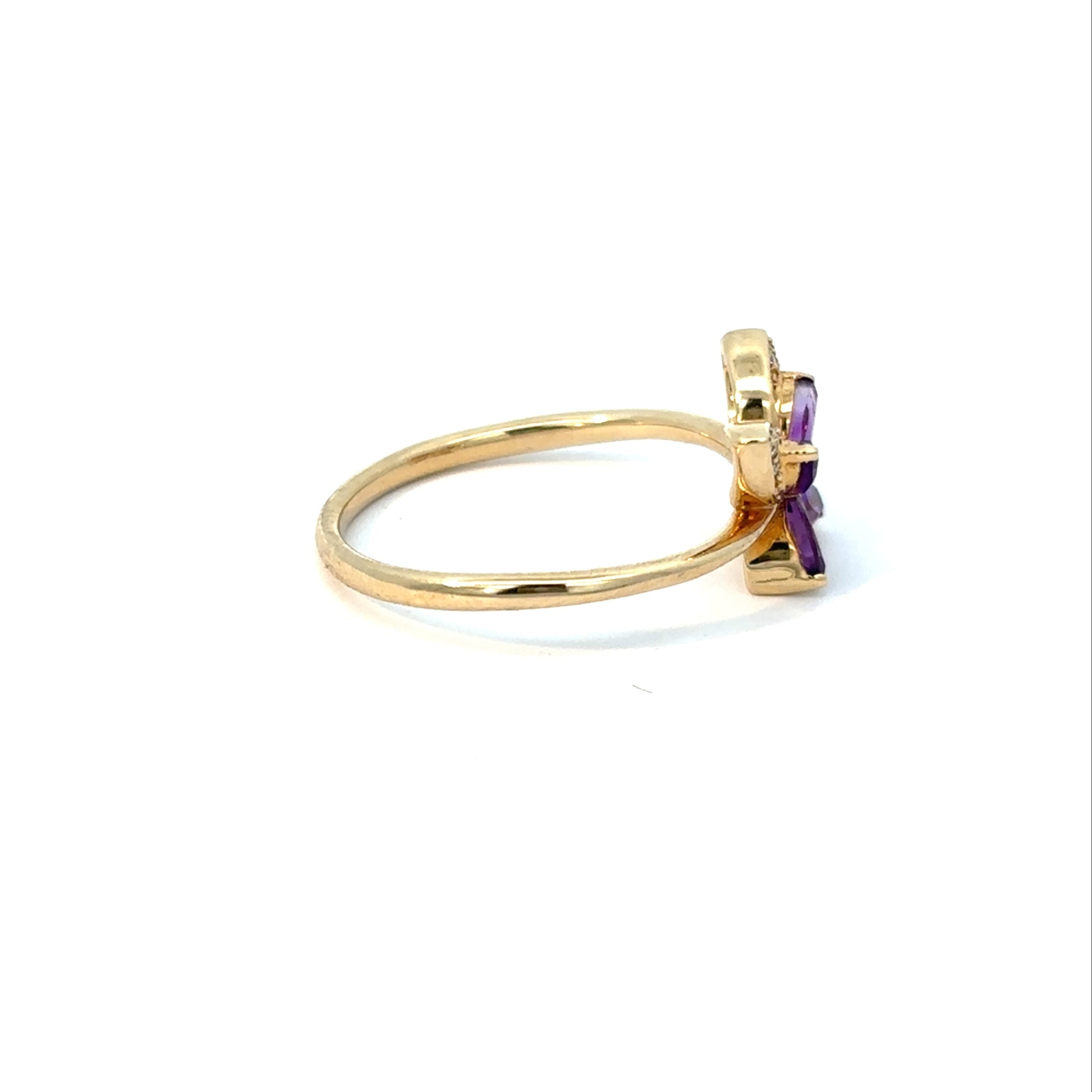 10K Yellow Gold Amethyst Butterfly Ring