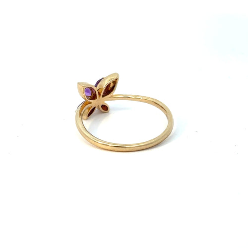 10K Yellow Gold Amethyst Butterfly Ring