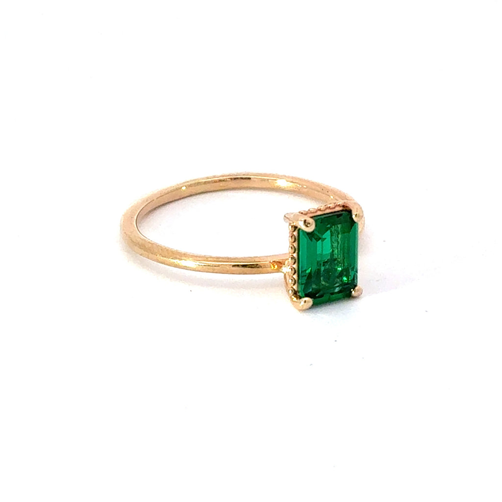 14K Yellow Gold Lab Grown Emerald