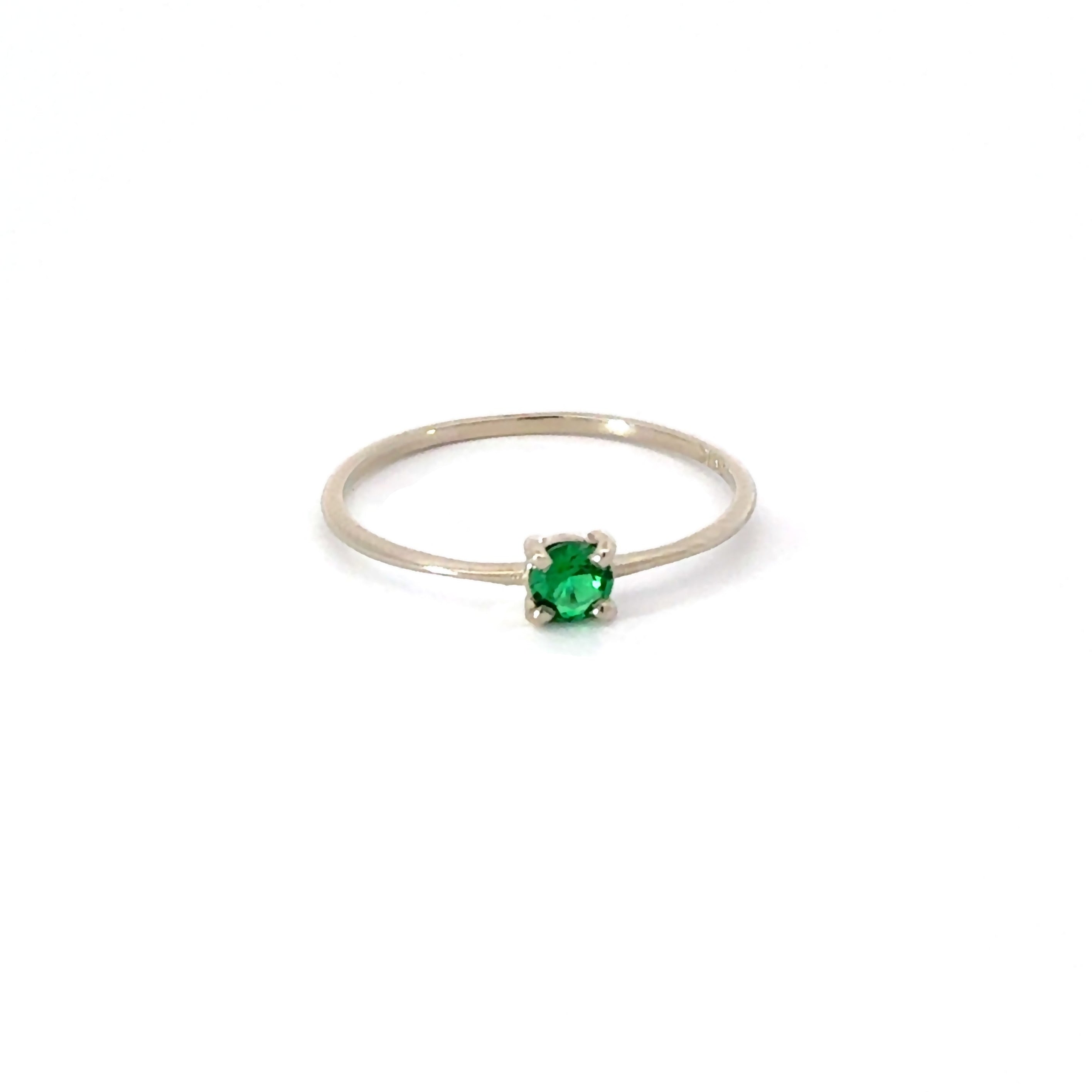 10K White Gold Lab Grown Emerald Ring