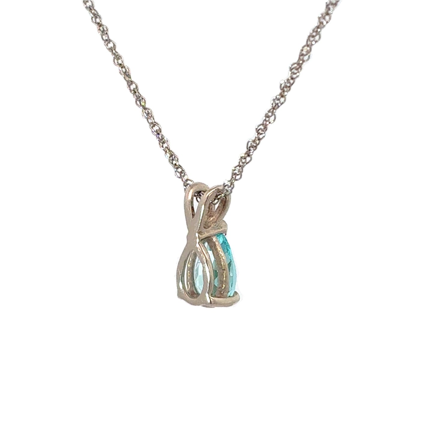 10K White Gold Lab Grown Paraiba Pendant