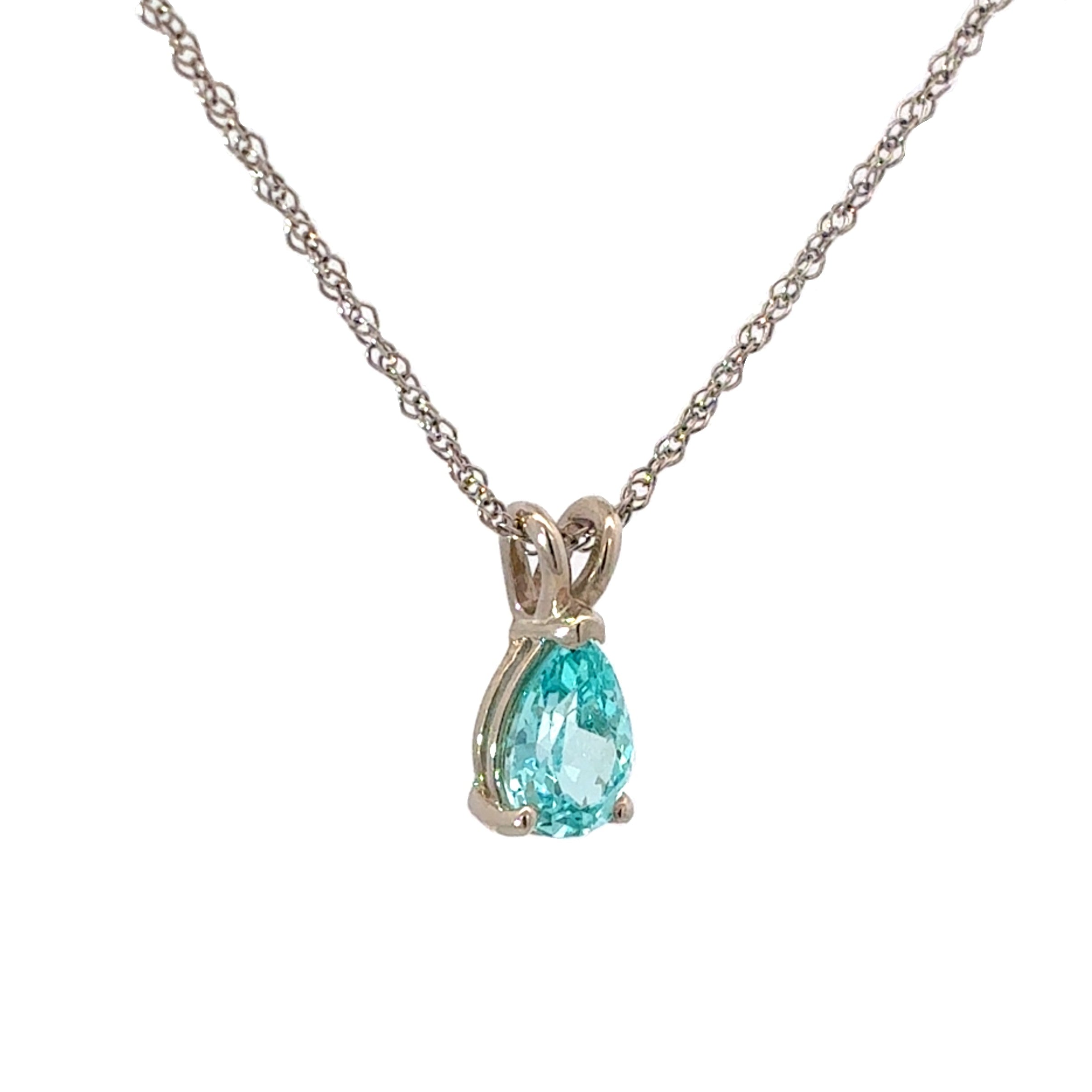 10K White Gold Lab Grown Paraiba Pendant