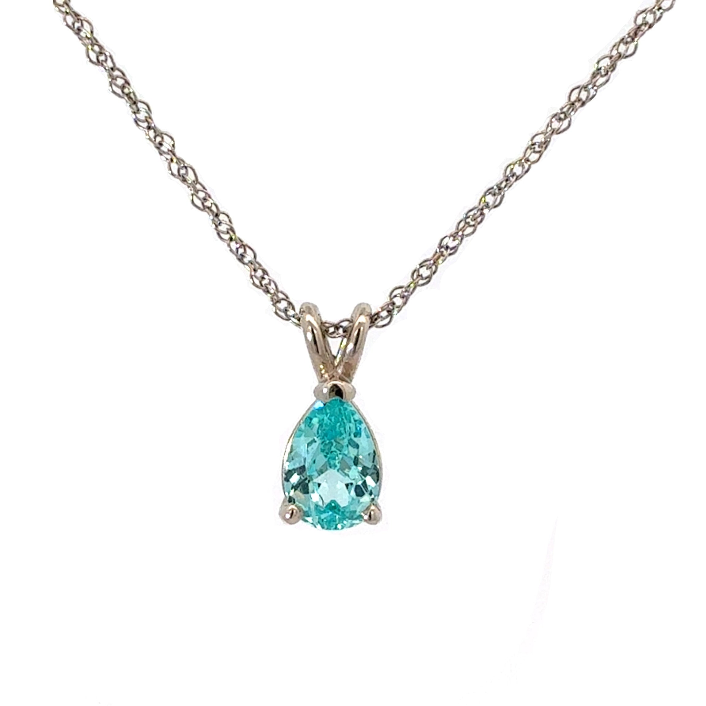 10K White Gold Lab Grown Paraiba Pendant