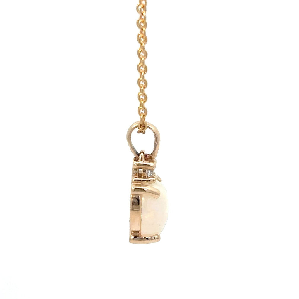 14K Yellow Gold Heart Opal Pendant