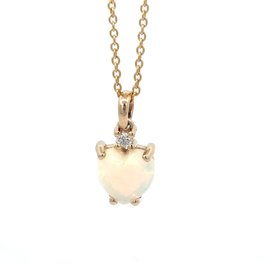 14K Yellow Gold Heart Opal Pendant