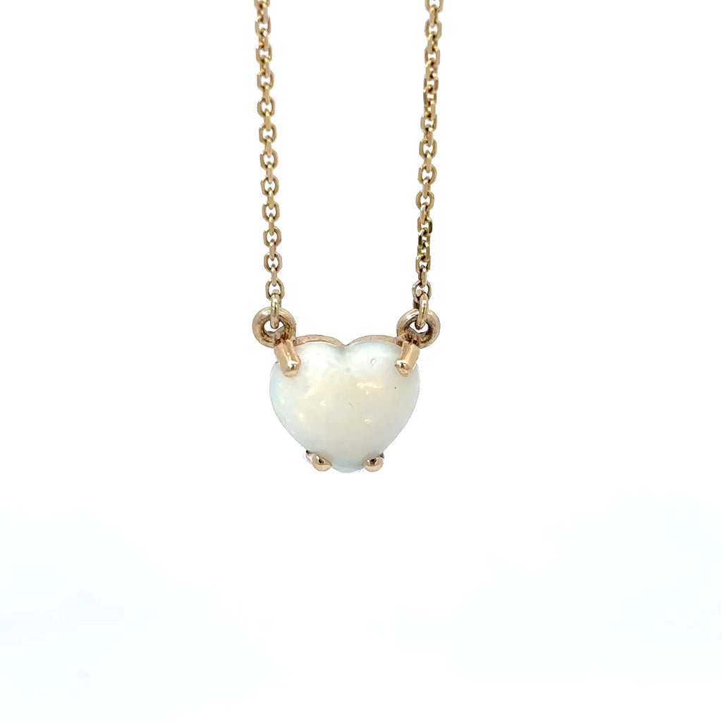 14K Yellow Gold Heart Opal Pendant