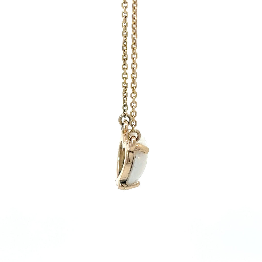14K Yellow Gold Heart Opal Pendant