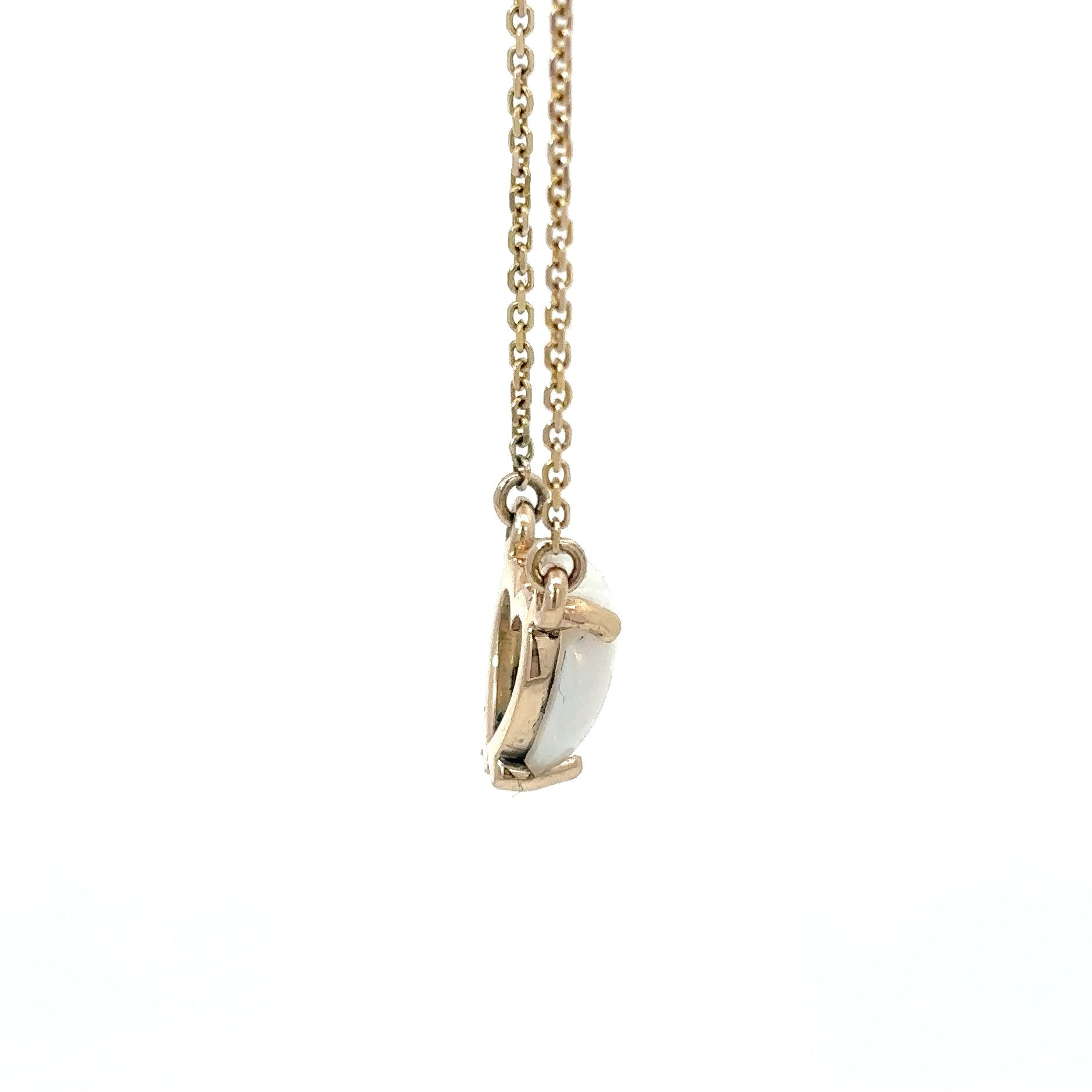 14K Yellow Gold Heart Opal Pendant