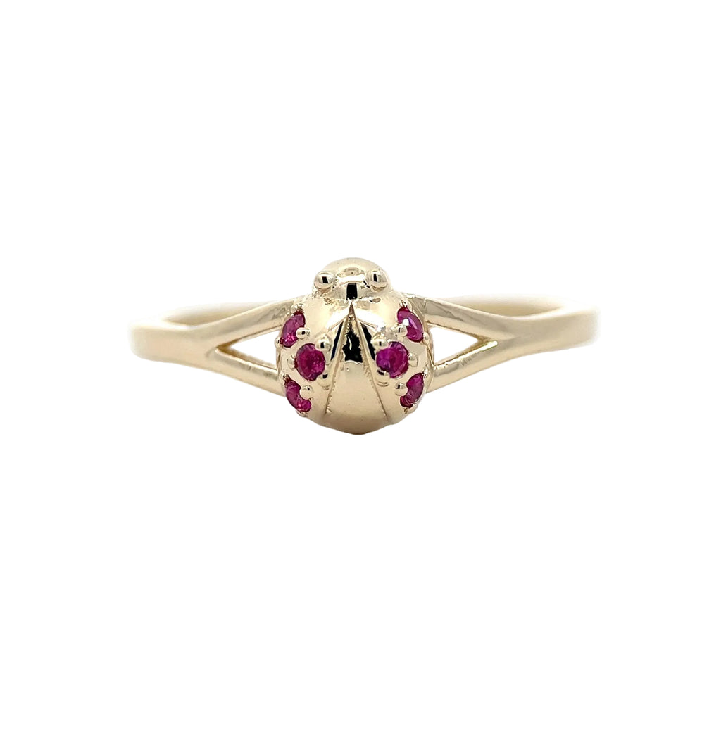14K Yellow Gold Lady Bug Ring