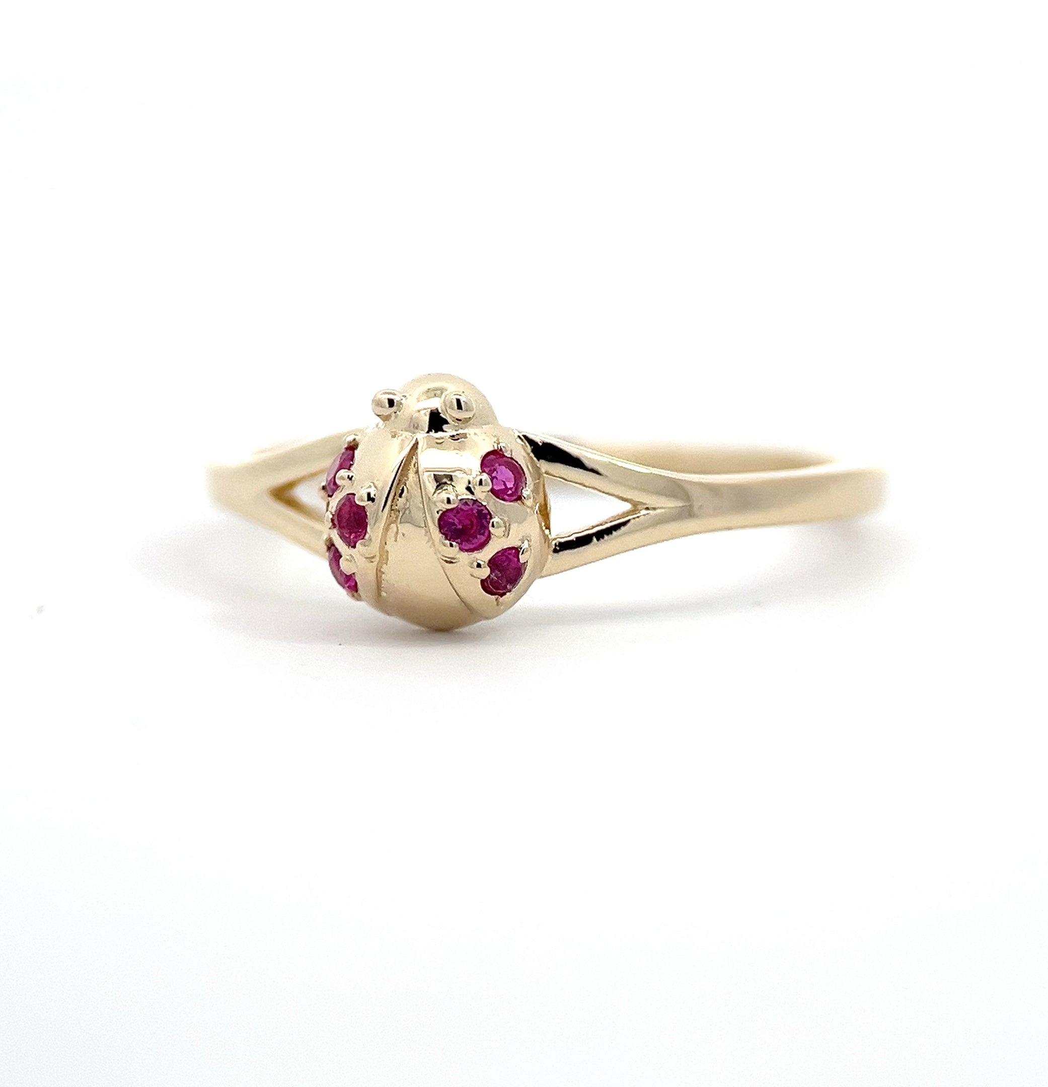 14K Yellow Gold Lady Bug Ring