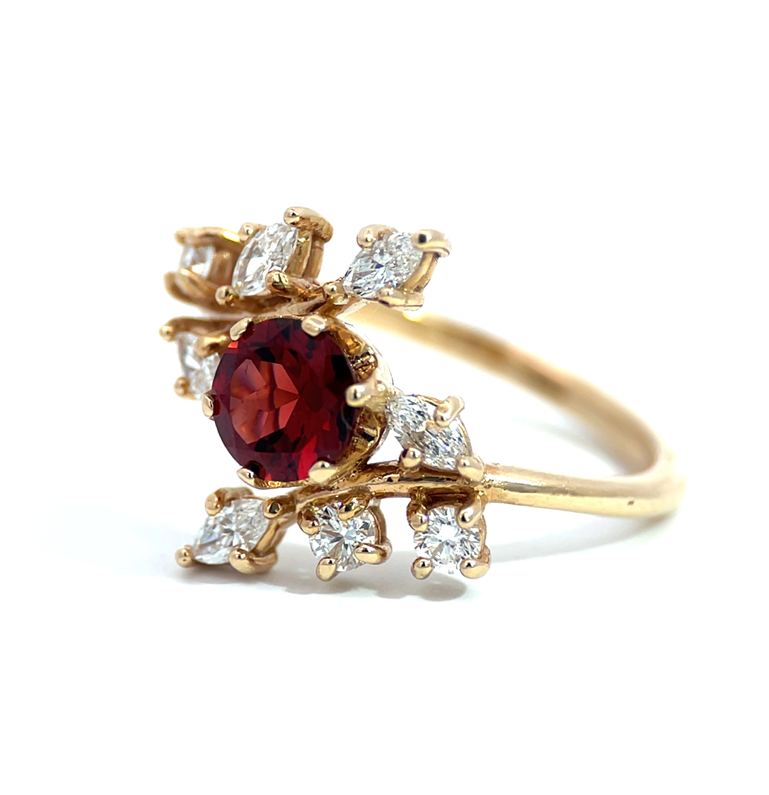 14K Yellow Gold Garnet Fashion Ring