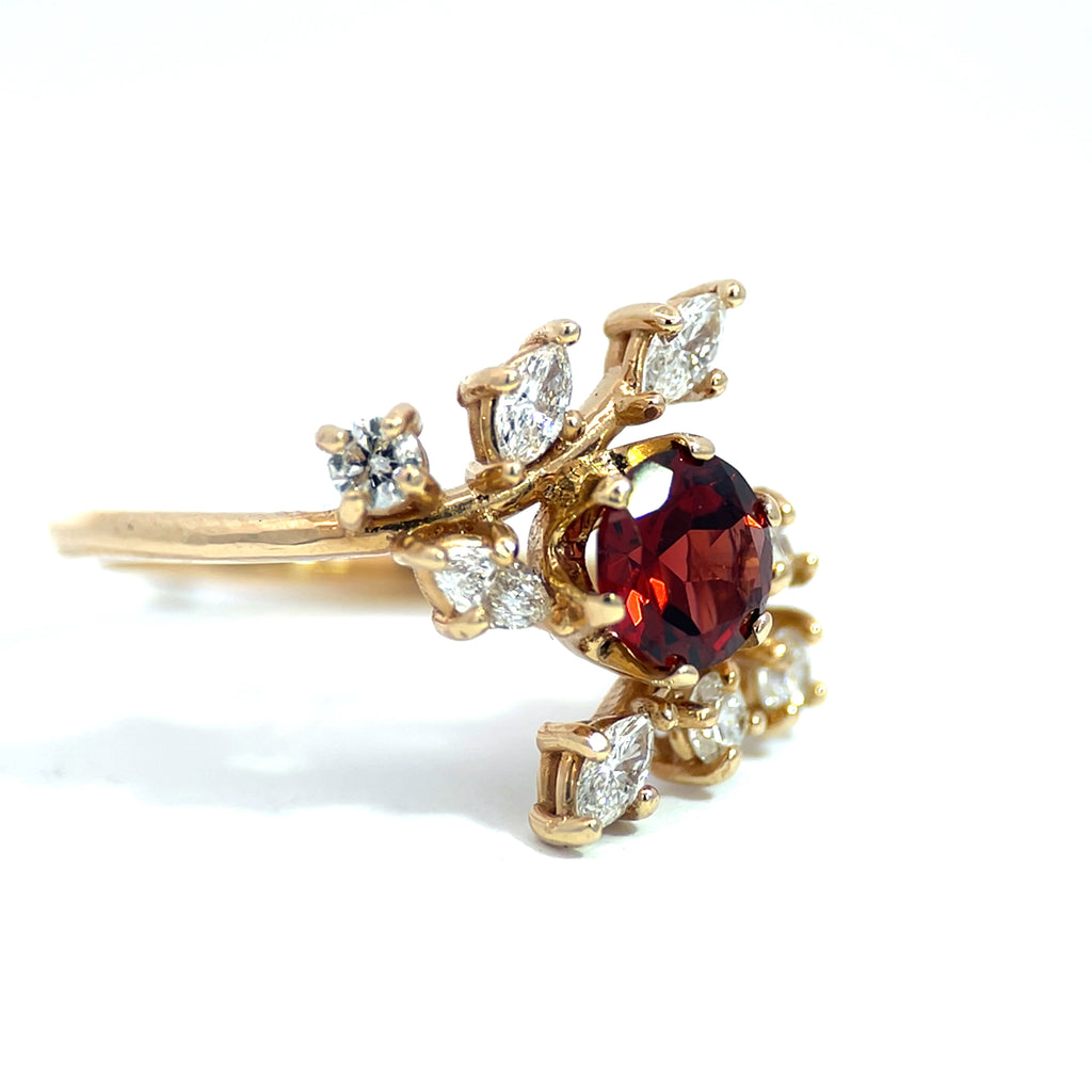 14K Yellow Gold Garnet Fashion Ring