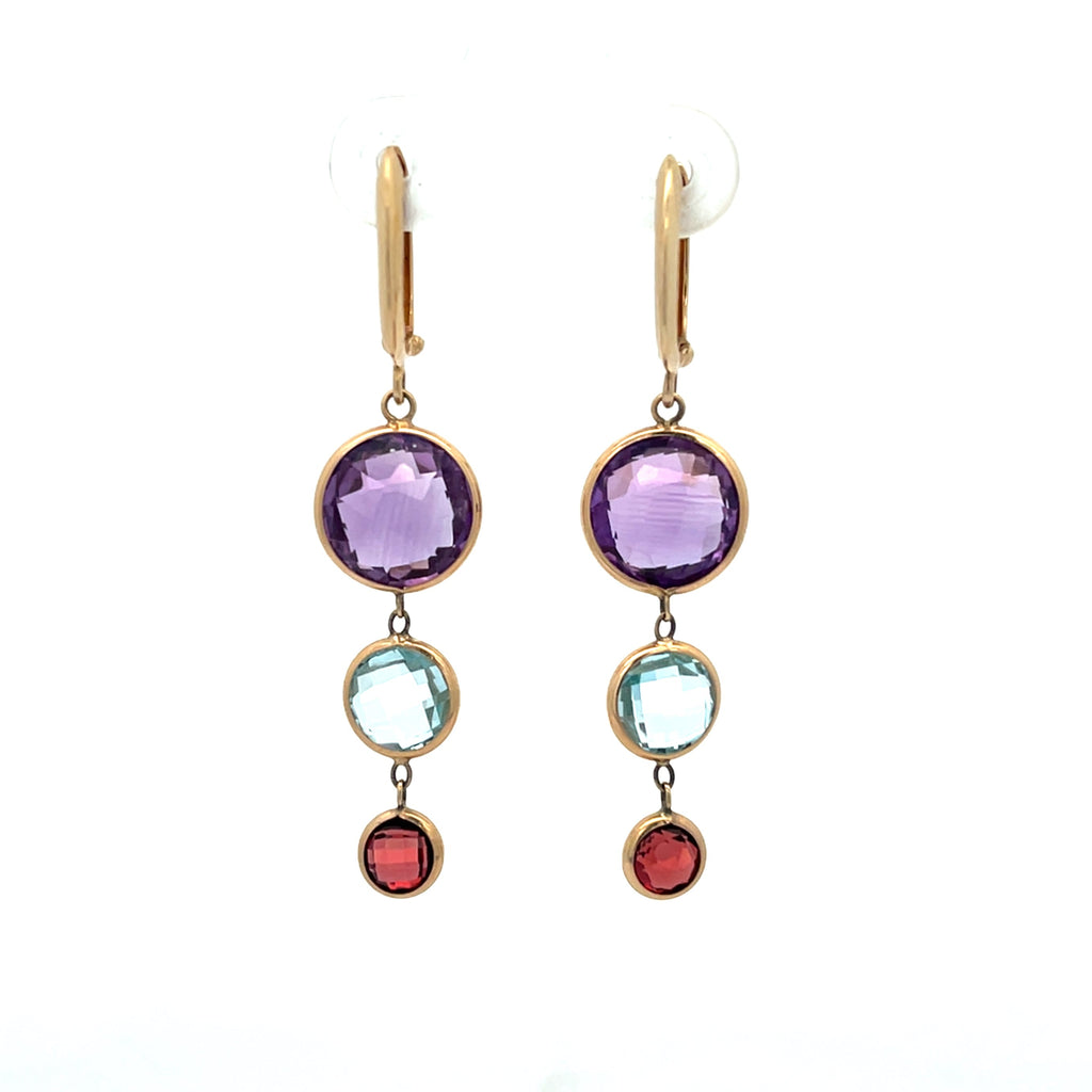 14K Yellow Gold Dangle Drop Earrings